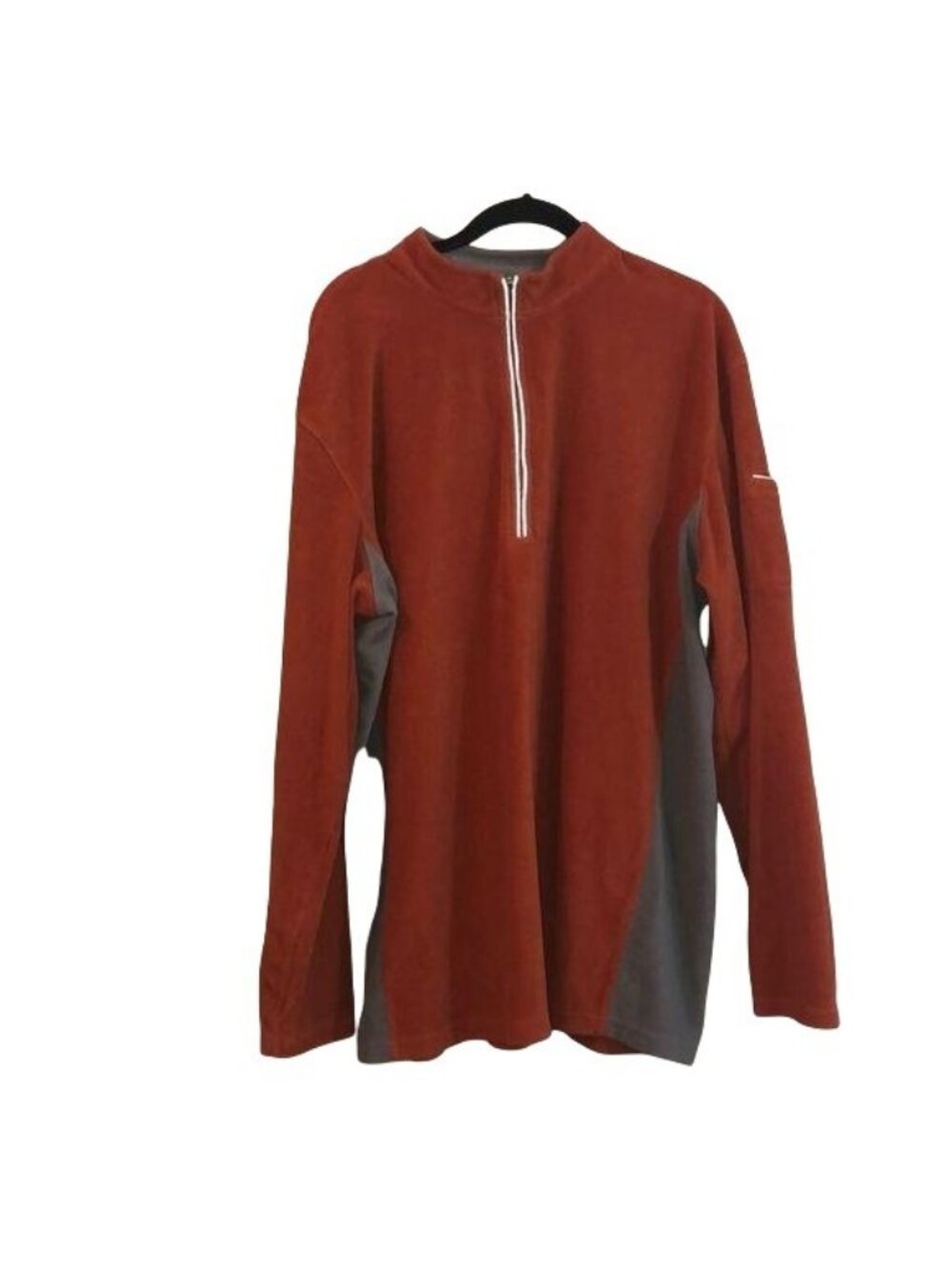 Gander Mountain Mens XL Rust Orange & Gray Fleece Quarter-Zip Pullover Jacket